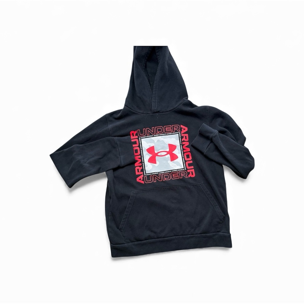 Under Armour Girls Black and Pink Hoodie Size Youth Large Loose Fit